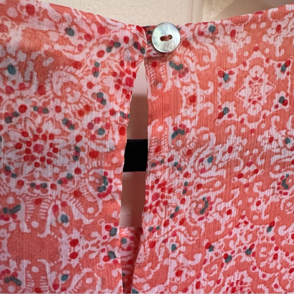 FEVER Sleeveless Coral Peach Orange Medallion Mandala Print Top women size Large - Picture 10 of 16